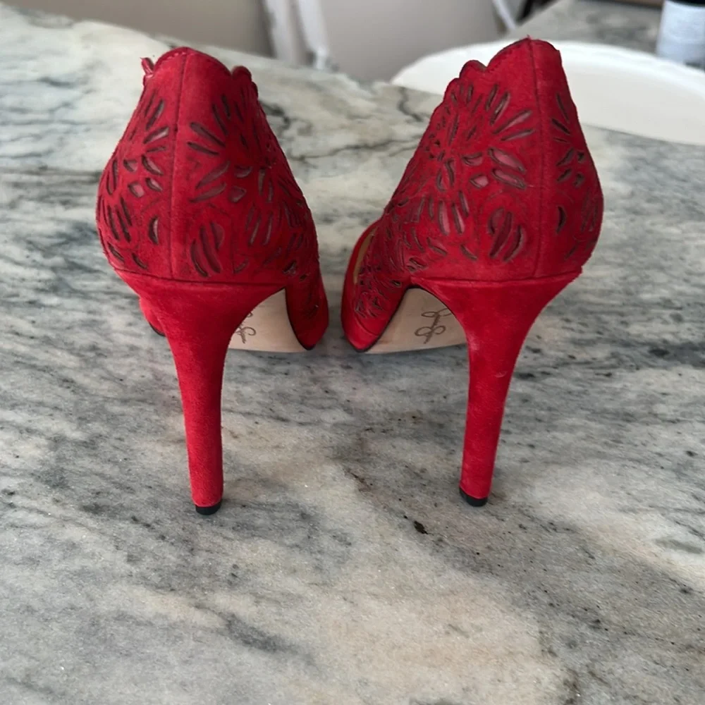 Jessica Simpson beautiful red suede heels - Picture 6 of 6
